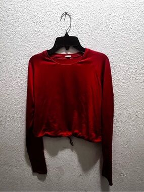 Gymshark Red Long Sleeve Crop Top with Drawstring Hem